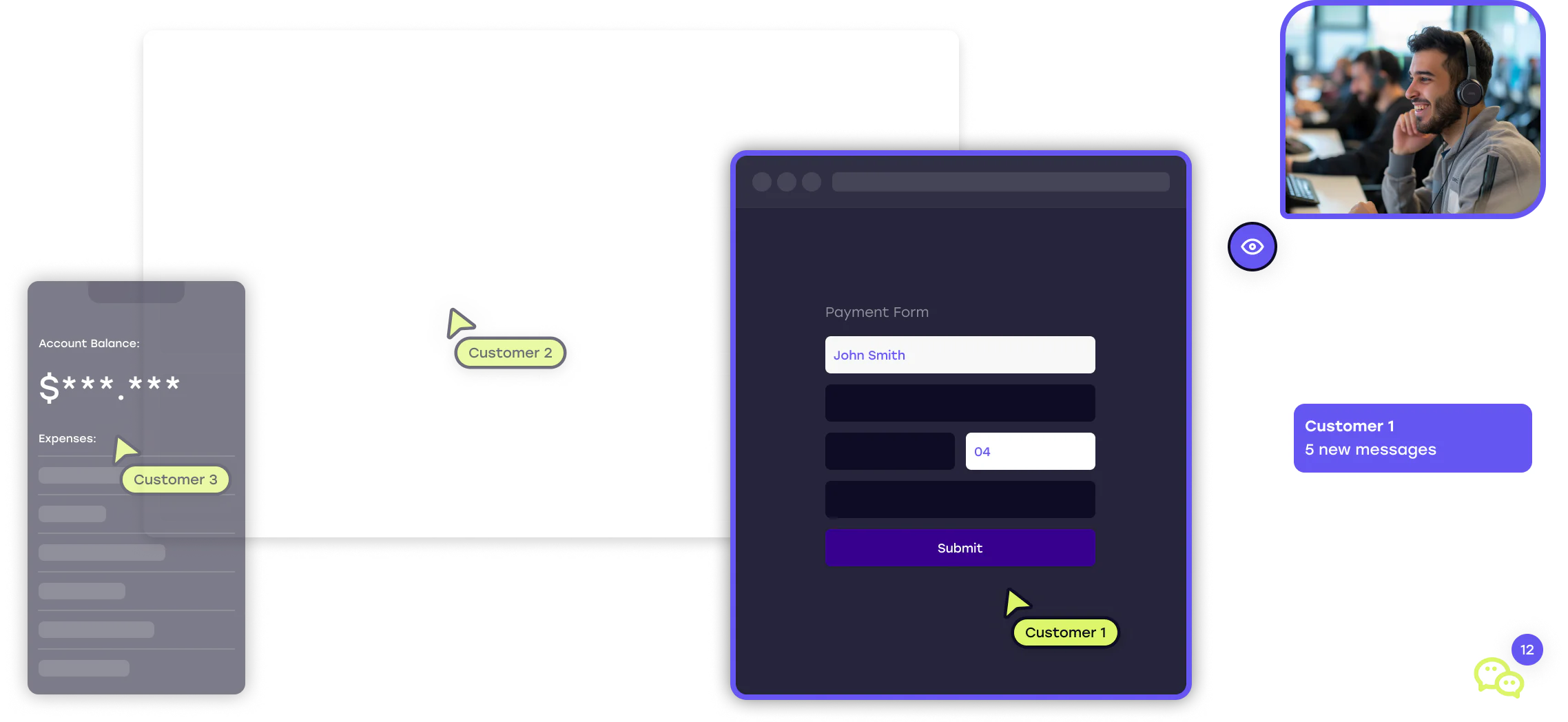 Window wireframes with cobrowse components