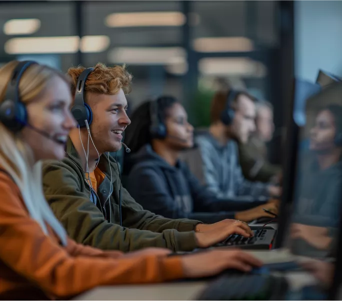 Agents working on their computers