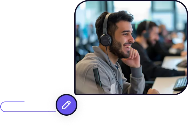 An agent with a headset
