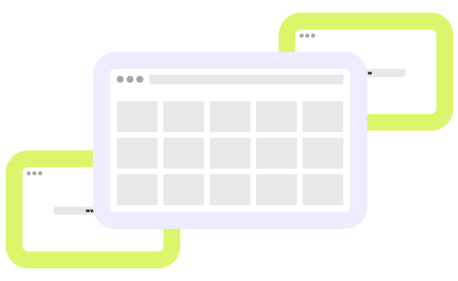 Three desktop app windows