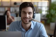 An agent wearing a headset